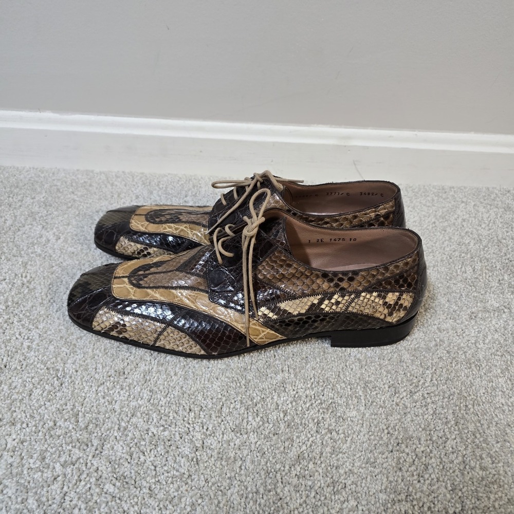 Prada Men's Patchwork Python Croc Leather Dress S… - image 5